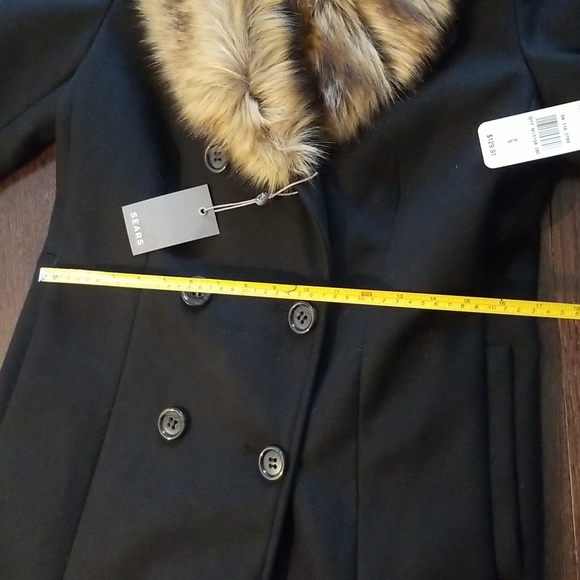 NWT Sears classic peacoat w faux fur collar - Picture 9 of 10